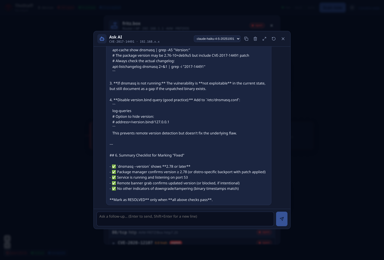 AI assistant chat about a CVE
