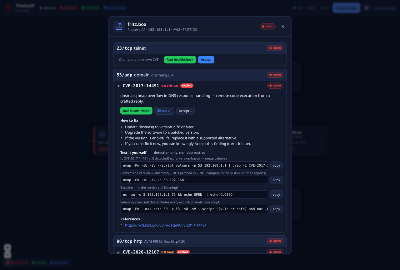 Device CVE report popup