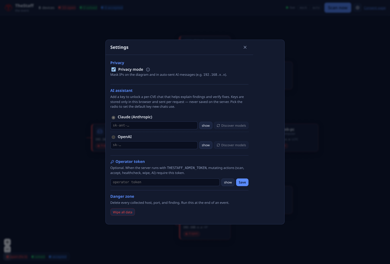 Settings panel
